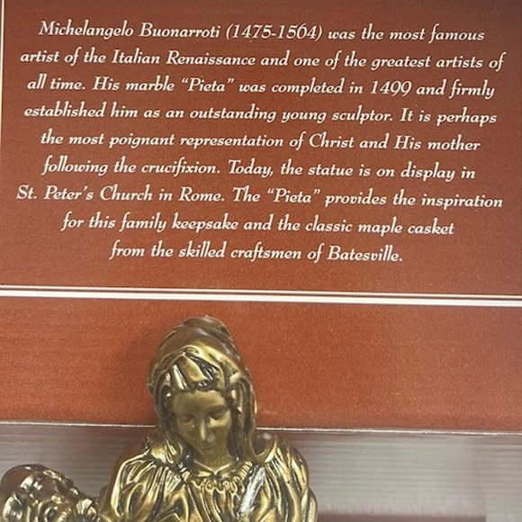 Pieta Maple inspired by Michelangelo, Catholic Mother mary - Picture 2 of 6